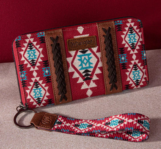 Wrangler SouthWestern Art Print Wallet Burgundy