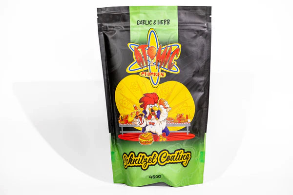 Atomic Chicken Schnitzel Herb and Garlic Coating 450g