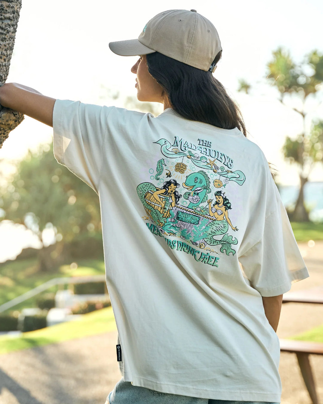 TMH MERMAIDS DRINK FREE | WOMENS OVERSIZED TEE - TheSquarePeg