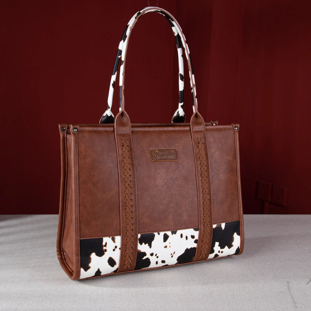 Wrangler Cow Print Tote/Crossbody - Blue