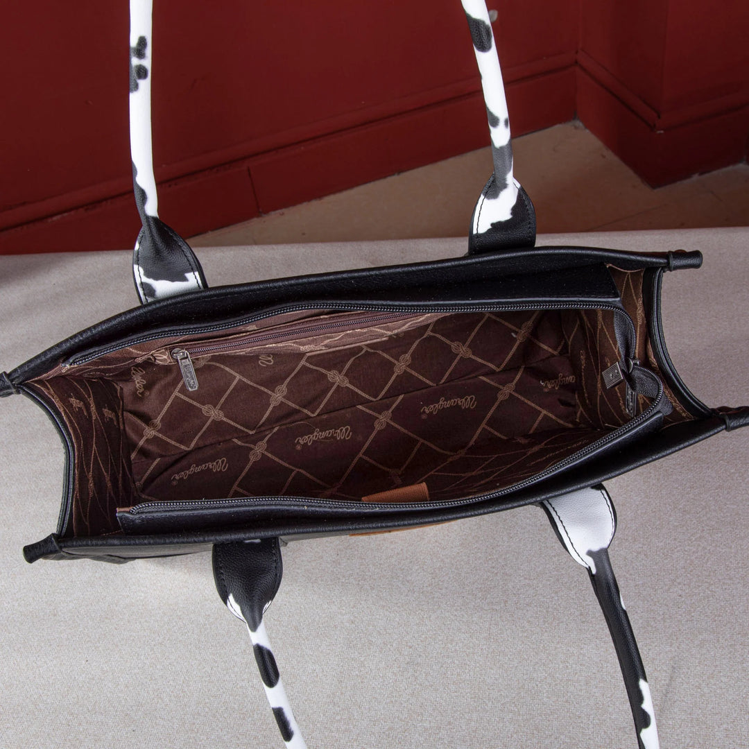 Wrangler Cow Print Wide Tote Brown