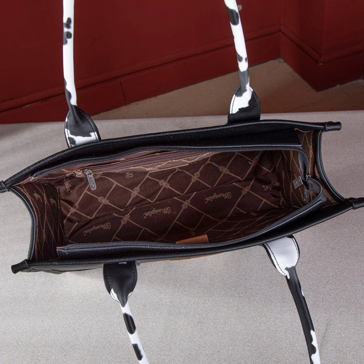 Wrangler Cow Print Wide Tote Brown