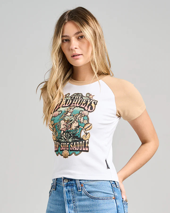 TMH SIDE SADDLE | WOMENS BABY SS TEE - WHITE