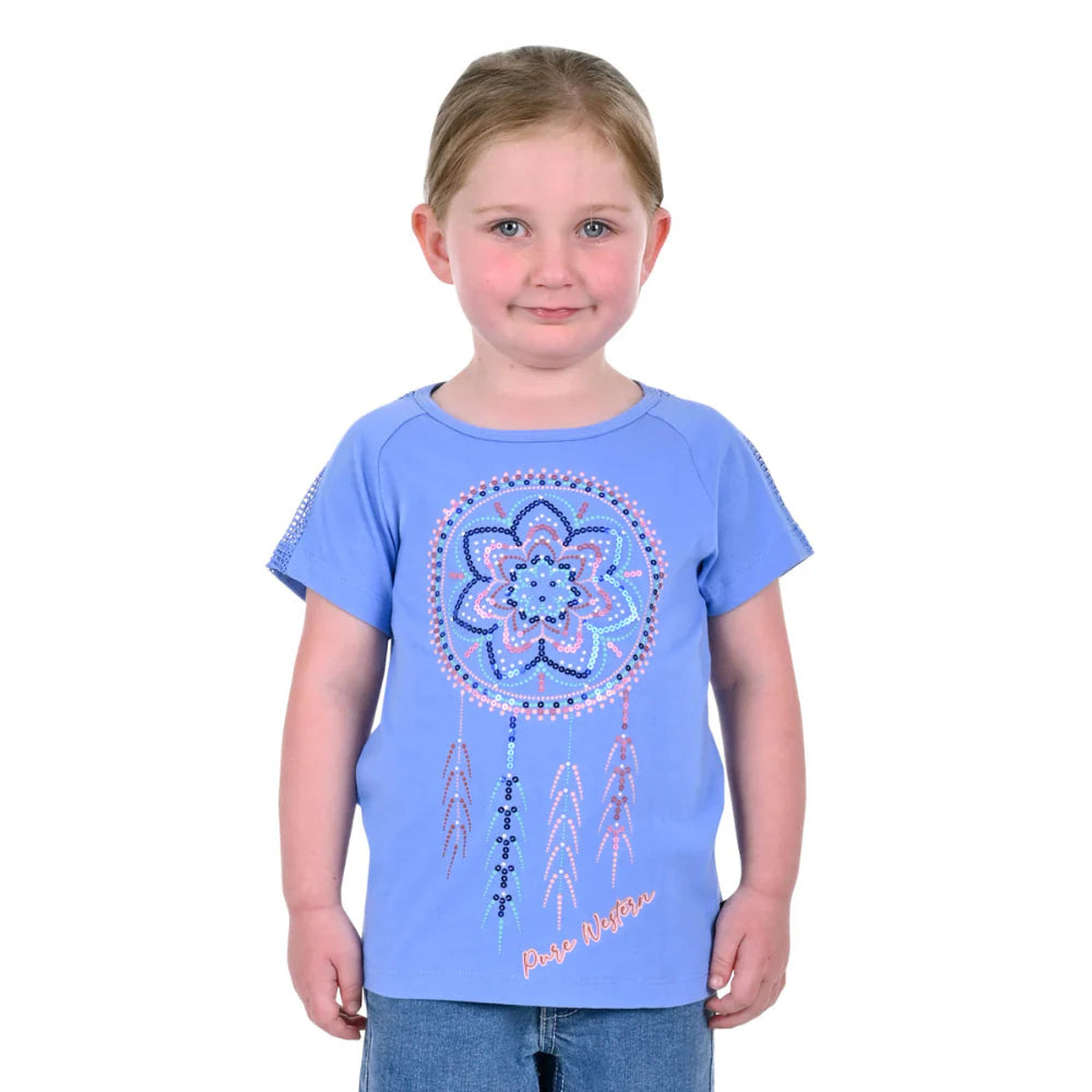 Girls Indigo SS Raglan Tee Cornflower