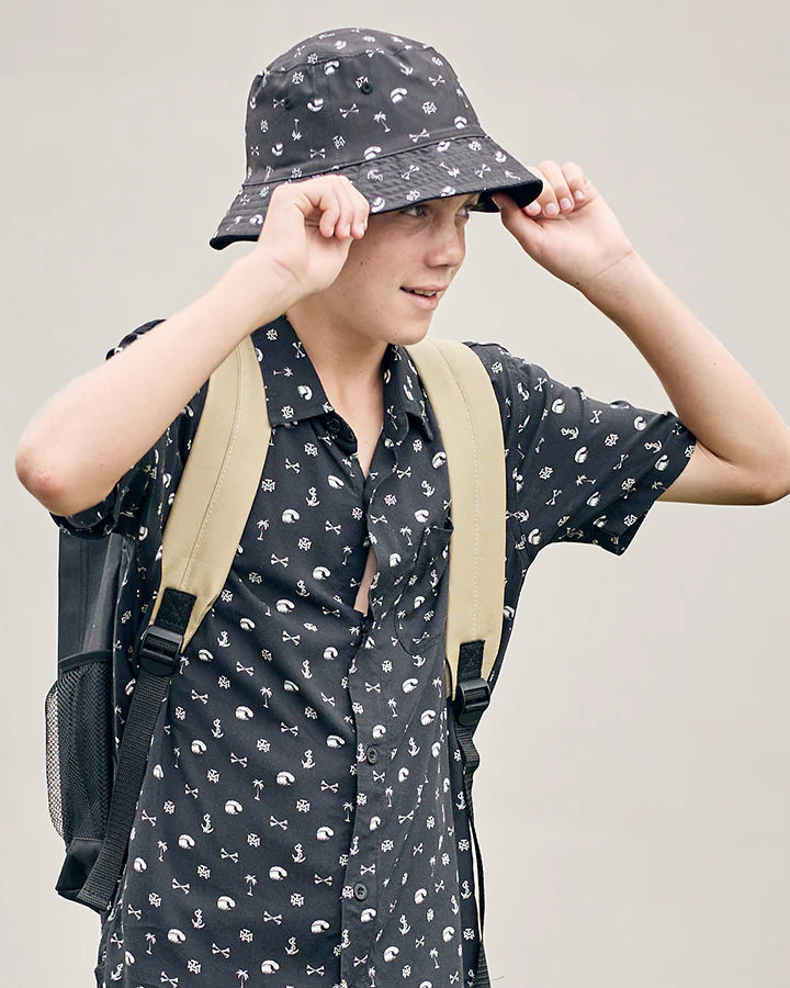 TMH ANCHOR BONES | YOUTH REVERSIBLE BUCKET HAT - BLACK