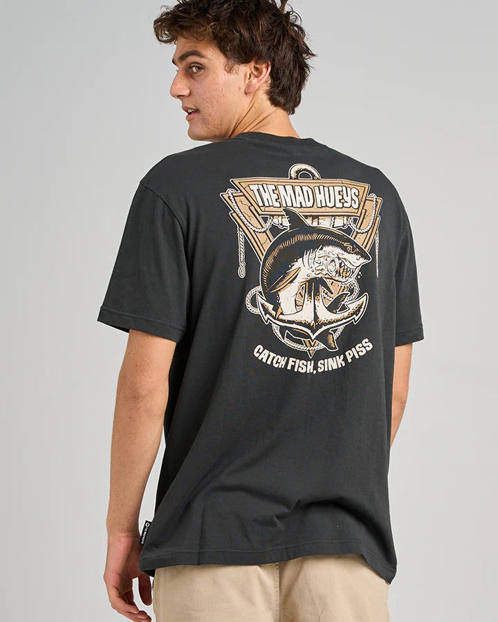 TMH ANCHOR SHARK | SS TEE - VINTAGE BLACK - TheSquarePeg