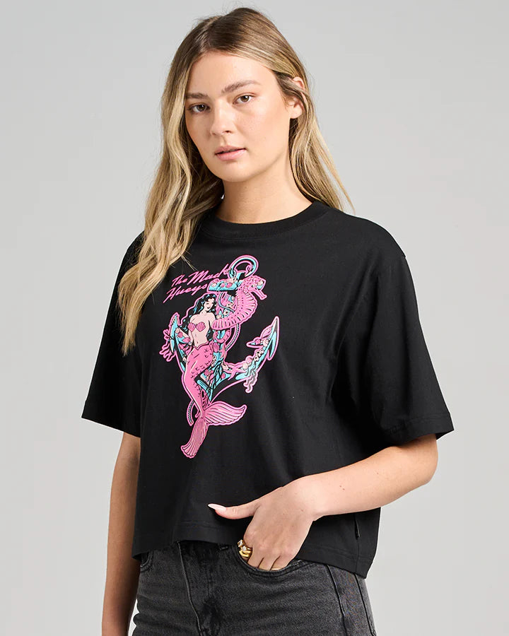 TMH SEAHORSE ANCHOR | WOMENS BOXY SS TEE - BLACK