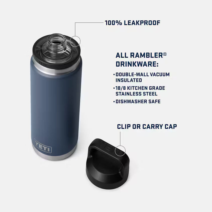 Yeti Rambler 26oz Bottle Black w/Chug Cap V2