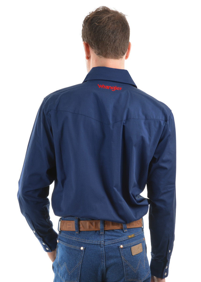 Wrangler Mens Logo Rodeo LS Drill Shirt