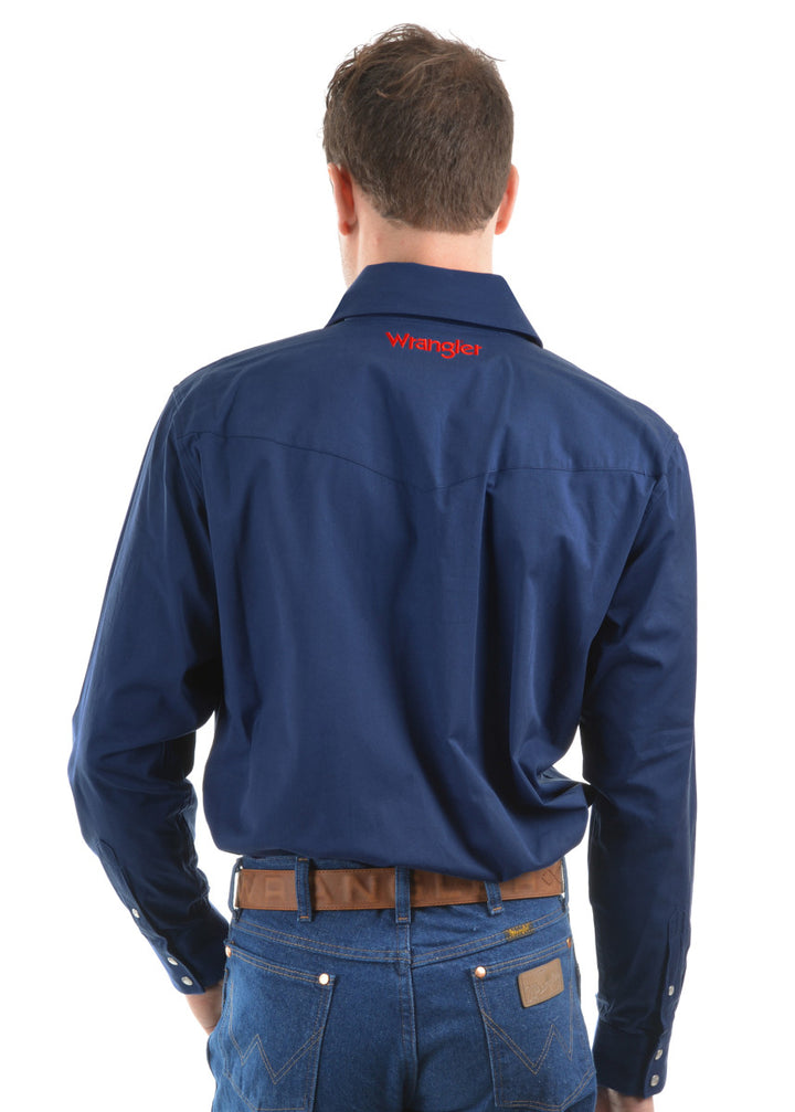 Wrangler Mens Logo Rodeo LS Drill Shirt