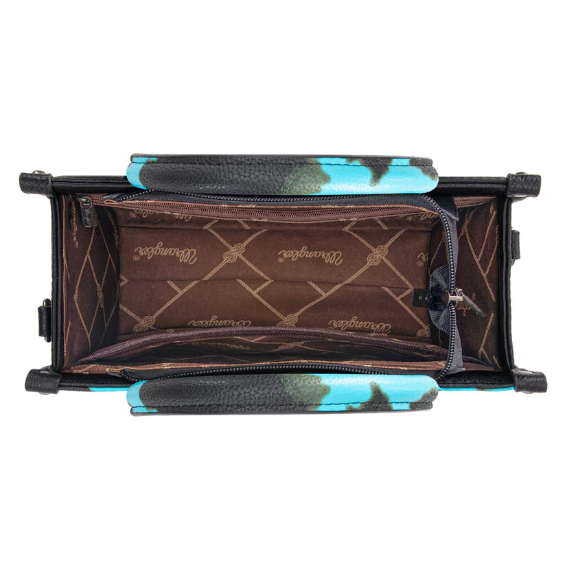 Wrangler Cow Print Tote/Crossbody - Blue