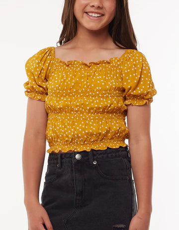 Eve Girl Sienna Spot Top Mustard
