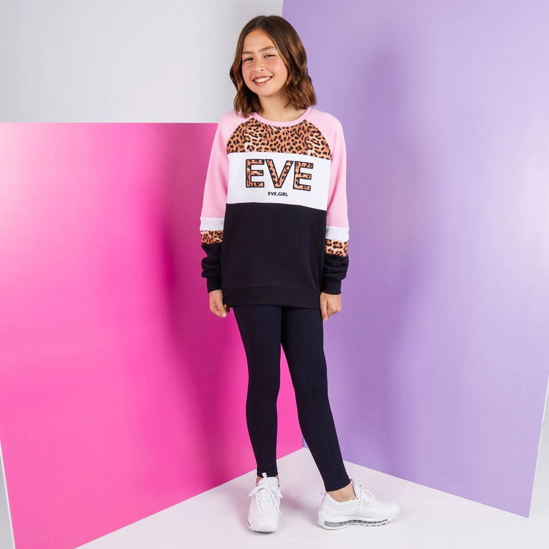 Eve Girl Leopard II Panel Crew Hot Pink