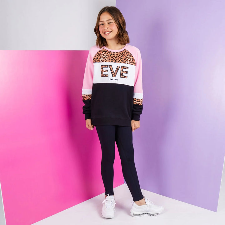 Eve Girl Leopard II Panel Crew Hot Pink