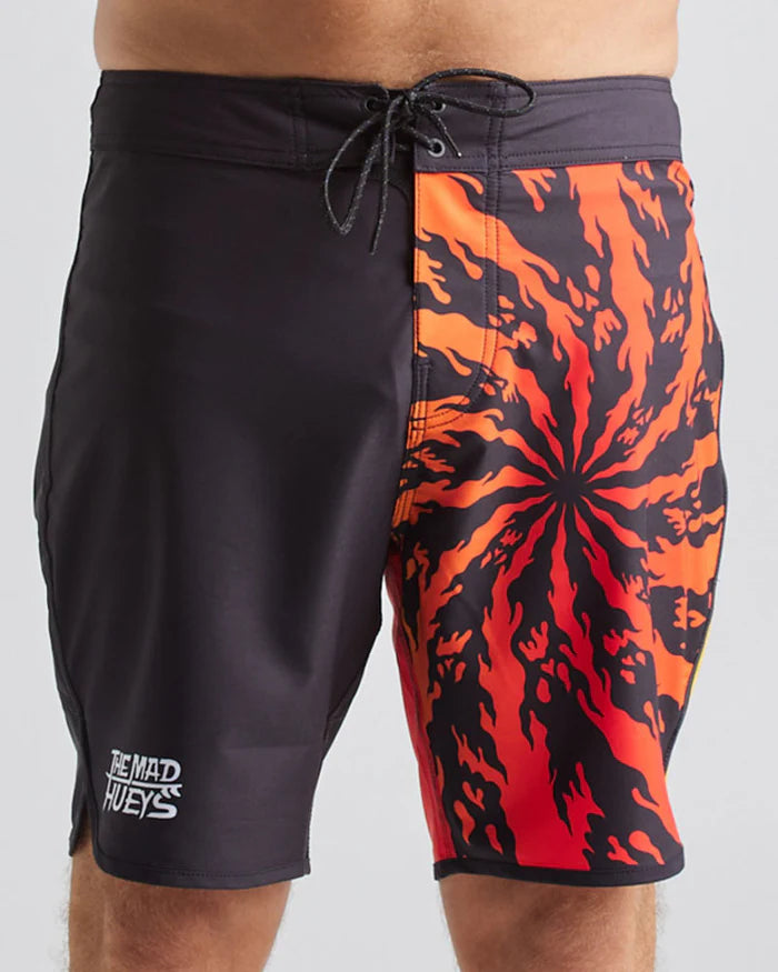 TMH Mens Flaming Spiral Boardshort 18" Black