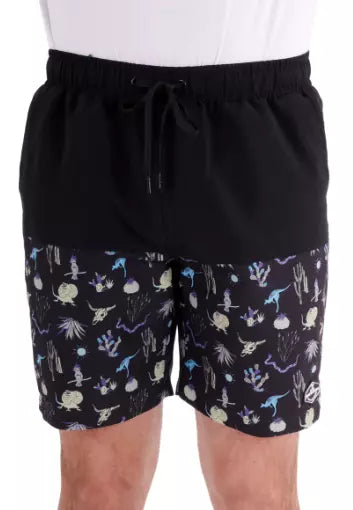 Pure Western Mens Benny Boardshort Black Multi