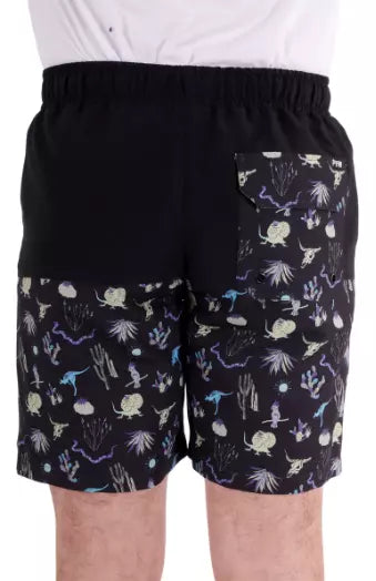 Pure Western Mens Benny Boardshort Black Multi