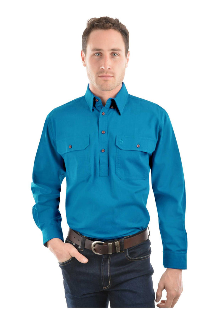 Thomas Cook Heavy Drill Half Placket LS Shirt Bone 4XL - TheSquarePeg