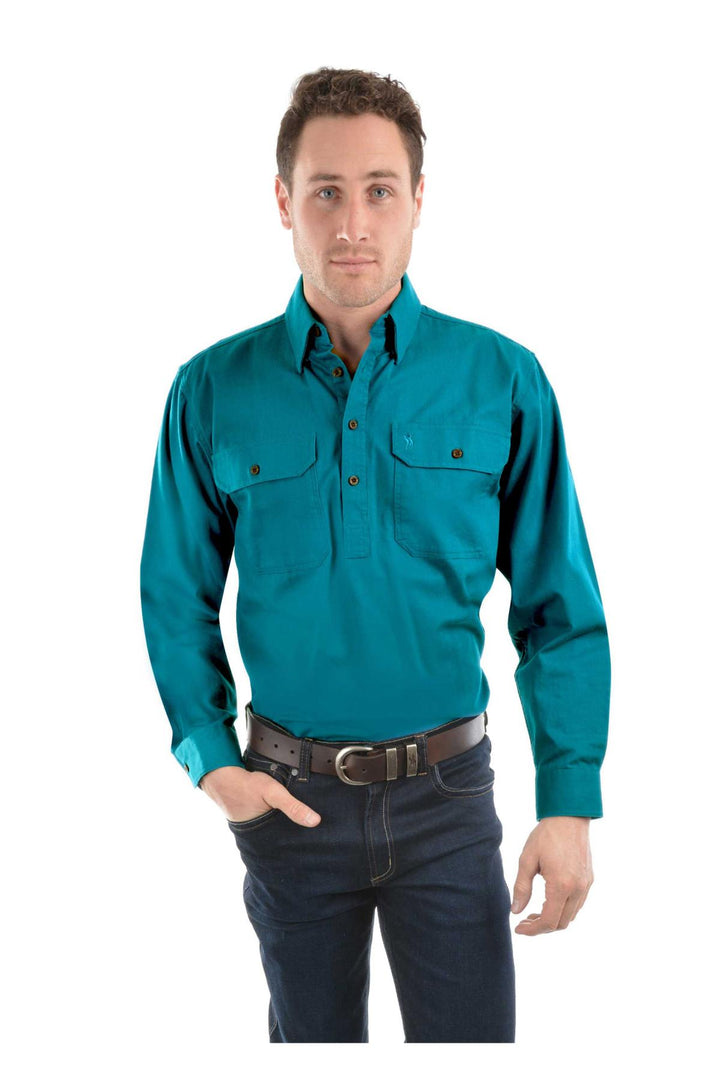 Thomas Cook Heavy Drill Half Placket LS Shirt Bone 4XL - TheSquarePeg