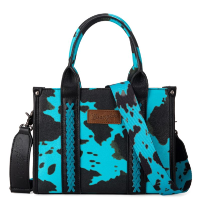 Wrangler Cow Print Tote/Crossbody - Blue